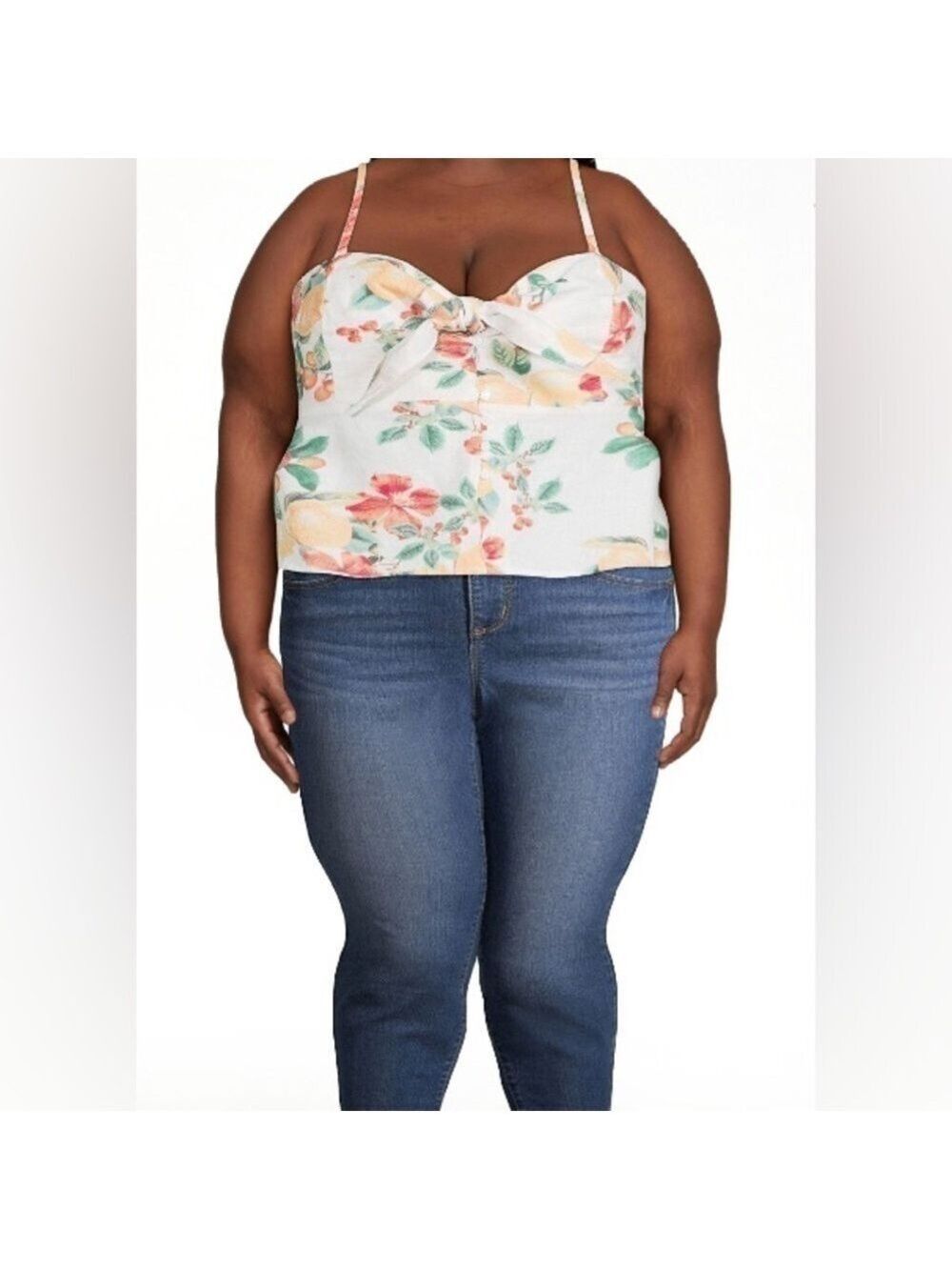 Sofia Jeans by Sofia Vergara Women's Knot Front Peplum Top 3XL NWT
